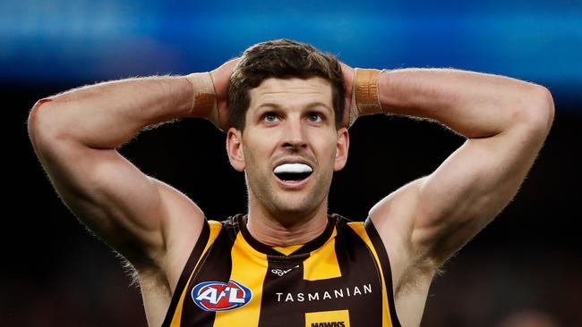 It was a case of too little, too late for Luke Breust and the Hawks. Picture: AFL Photos/Getty Images