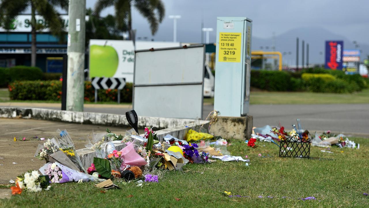 A roadside memorial for four teenagers who died in a car accident last week has suffered extensive damage overnight. PICTURE: MATT TAYLOR.