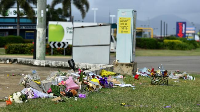 A roadside memorial for four teenagers who died in a car accident last week has suffered extensive damage overnight. PICTURE: MATT TAYLOR.
