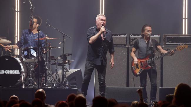 Charley Drayton (left), Jimmy Barnes and Phil Small. Picture: Steve Pohlner