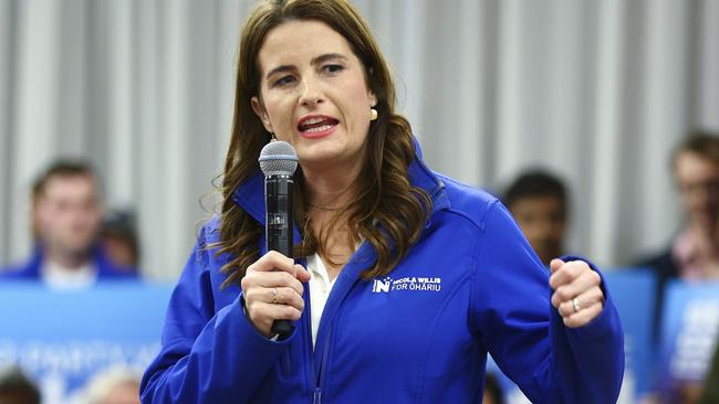 New Zealand National Party deputy leader Nicola Willis speaks during a campaign rally. Picture: Getty Images