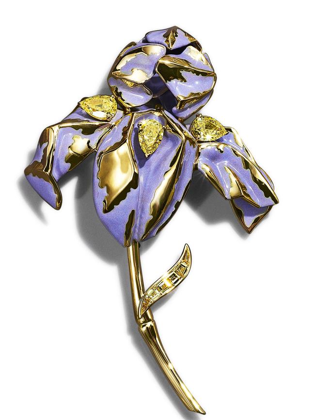 A brooch in the Painted Blossom collection.