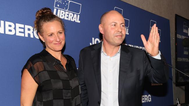 Josh Frydenberg with his wife Amie. Picture: David Caird