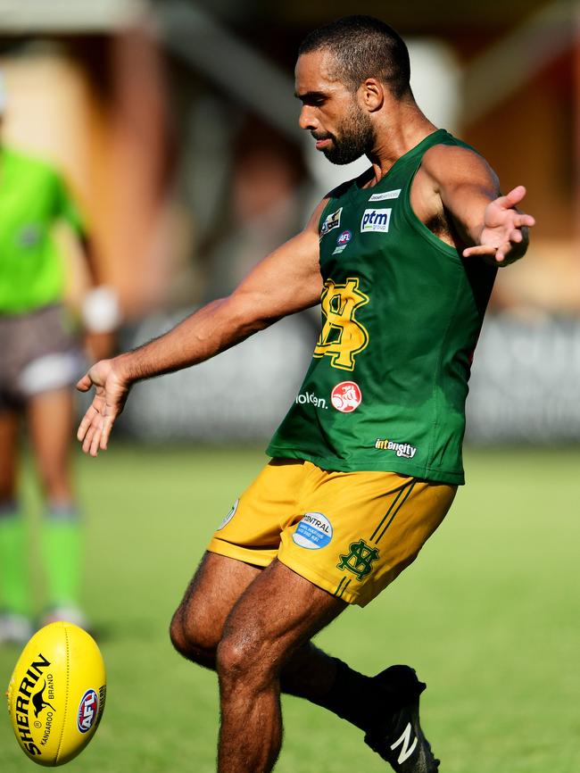 St Mary’s defender Tylah Saunders has been a key leader in his team’s rise to the 2020-21 NTFL Grand Final. Picture: Justin Kennedy