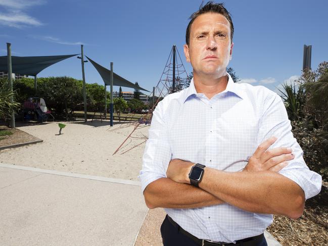 Liberal MP for Ninderry and former Child Sex Offender Detective Dan Purdie at Tickle Park in Coolum Beach where a 4 year old was sexually assaulted in early January. Photo Lachie Millard