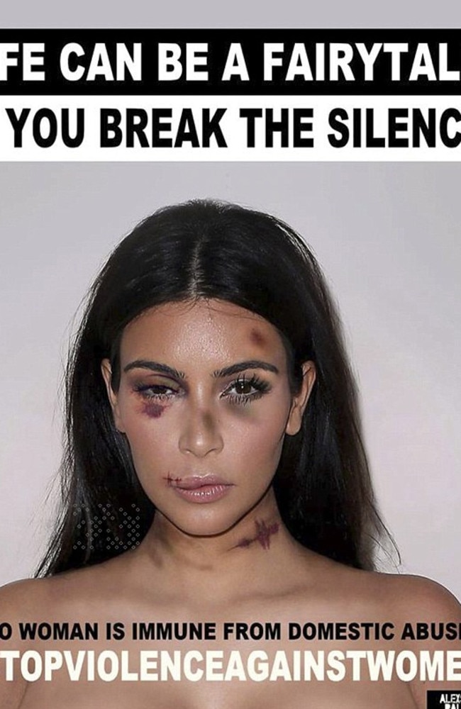 Domestic violence project ... Kim Kardashian was part of the campaign. Picture: Alexsandro Palombo