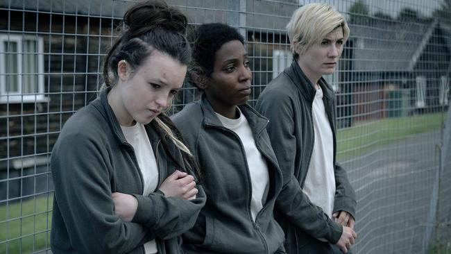 Tamara Lawrance, Jodie Whittaker and Bella Ramsey in Time
