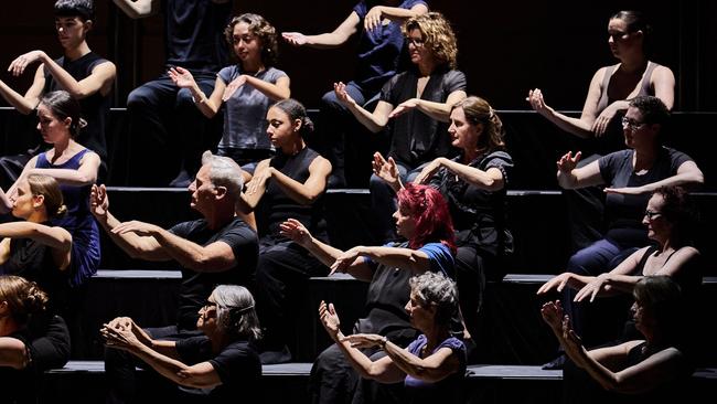 Volunteer dancers performing in Genevieve Lacey's Soliloquy concert. Picture: Victor Frankowski