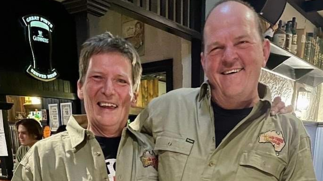 Cowboy Craig Trace (left) and Richard May-Steers settle for a cold drink after a day's travelling the dusty trail.