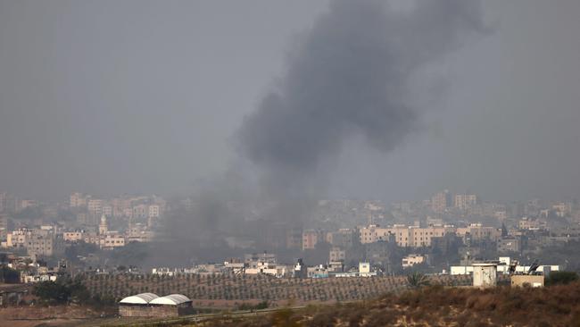 Smoke billows over the northern Gaza Strip during Israeli bombing ahead of a ground incursion into the territory. Picture: AFP