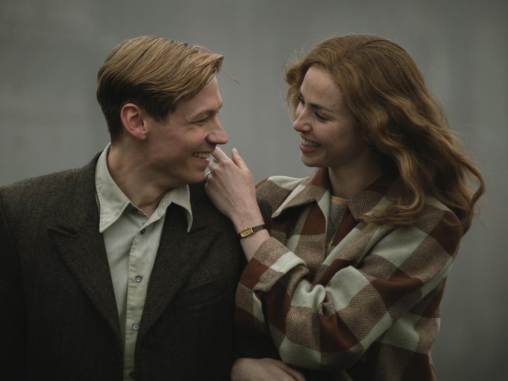 David Kross and Freya Mavor in a scene from The Keeper.