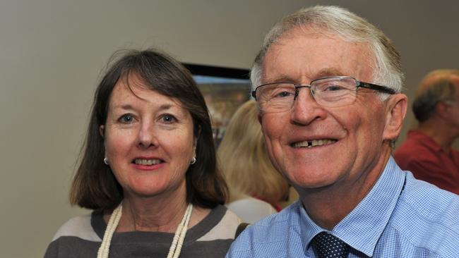 Pittwater's first elected mayor Robert Dunn and his wife Carolyn. Pictured at Pittwater 20th celebrations socials at Mona Vale Library.
