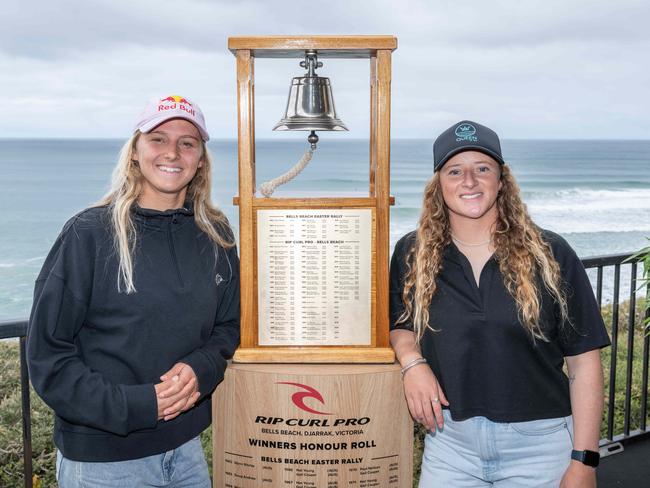 25-03-2024 Rip Curl Pro Bells Beach press conference  with Molly Picklum and India Robinson. Picture: Brad Fleet