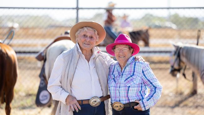 Mount Isa Rodeo 2024 - Volunteers Caryll Evans and Edna Russell received belt buckles for 15 years service at the Mount Isa Rodeo. Picture by Luke Marsden. - Photo Supplied