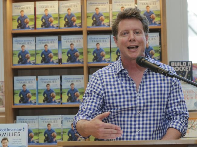 Author Scott Pape speaks during the launch of his book "Barefoot Investor for Families" at the State Library in Melbourne. Picture: Wayne Taylor/ AAP