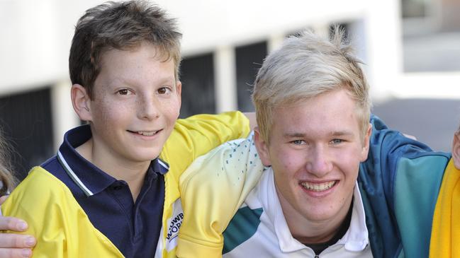 Olympic snowboarder Jarryd Hughes with a young Max. Picture: Craig Wilson