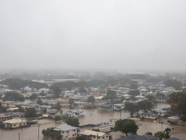 The view from the window of a CH-47F Chinook as the aircraft comes into Ingham, QLD in support of the North Queensland Floods in 2025. PHOTO: CAPT Chloe Ellwood