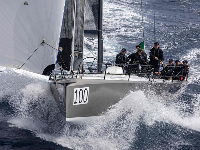 This handout photograph taken on December 27, 2022 and released by Rolex shows yacht Caro heading towards Hobart during the 2022 Sydney to Hobart yacht race. (Photo by Andrea Francolini / ROLEX / AFP) / --- RESTRICTED TO EDITORIAL USE - MANDATORY CREDIT "AFP PHOTO / ROLEX/ ANDREA FRANCOLINI" - NO MARKETING NO ADVERTISING CAMPAIGNS - DISTRIBUTED AS A SERVICE TO CLIENTS ---