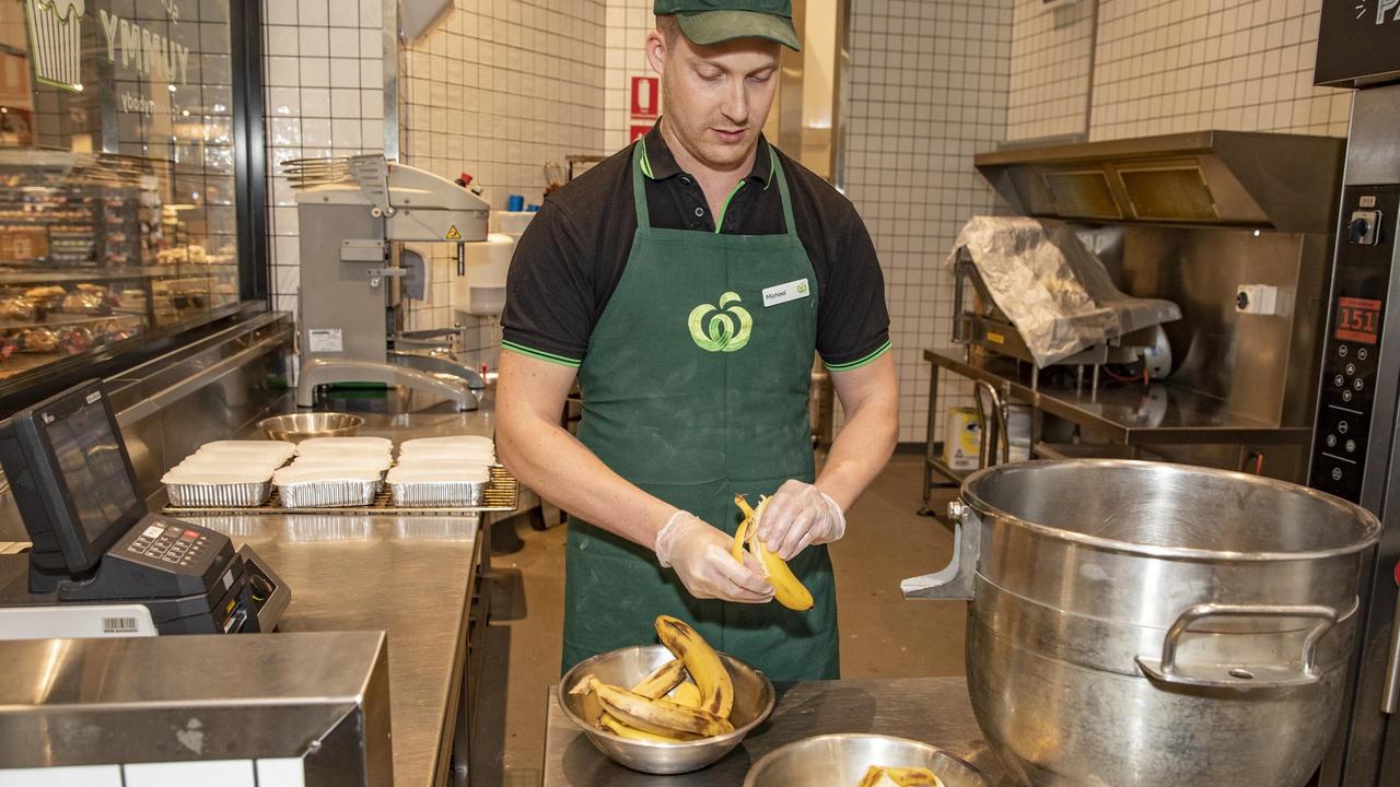 Staff will pick the brown bananas, peel and mash them and turn them into fresh banana bread. Picture: Dallas Kilponen.