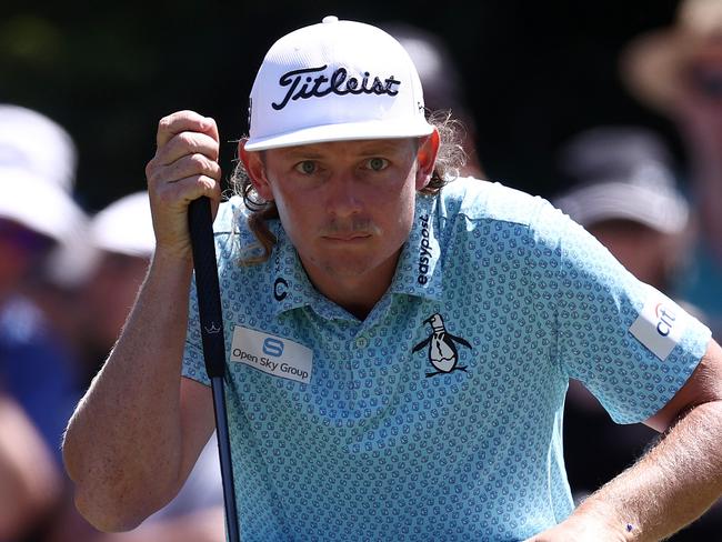 MELBOURNE . 02/12/2022. Australian Open Golf. Day 2.  Australian Cameron Smith lines up his putt on the 8th green during his 2nd round at Kingston Heath  . Picture by Michael Klein