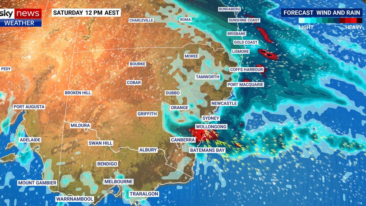 Sydney, Brisbane, Wollongong forecast East Coast Low set to bring wild