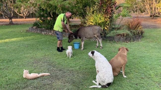 Bunjee at home with his family in Humpty Doo. Picture: Supllied