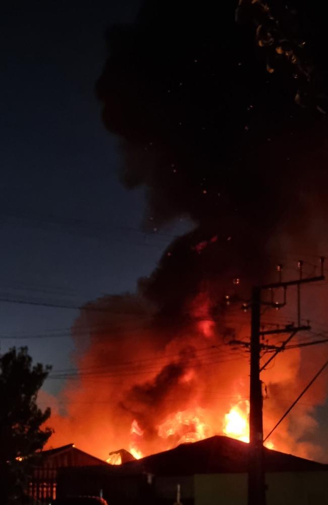 A factory has gone up in flames in Blair Athol. Picture: Mitch Mott