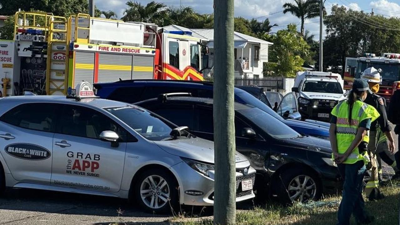Photographs from the scene of a traffic accident on Fulham Road near the intersection with Swanson Street in Gulliver in Townsville on Sunday. Picture: Caitlan Charles