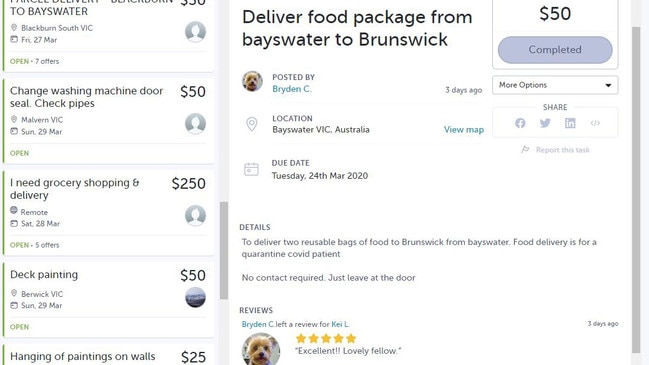 Airtasker is helping people get groceries delivered while in isolation.