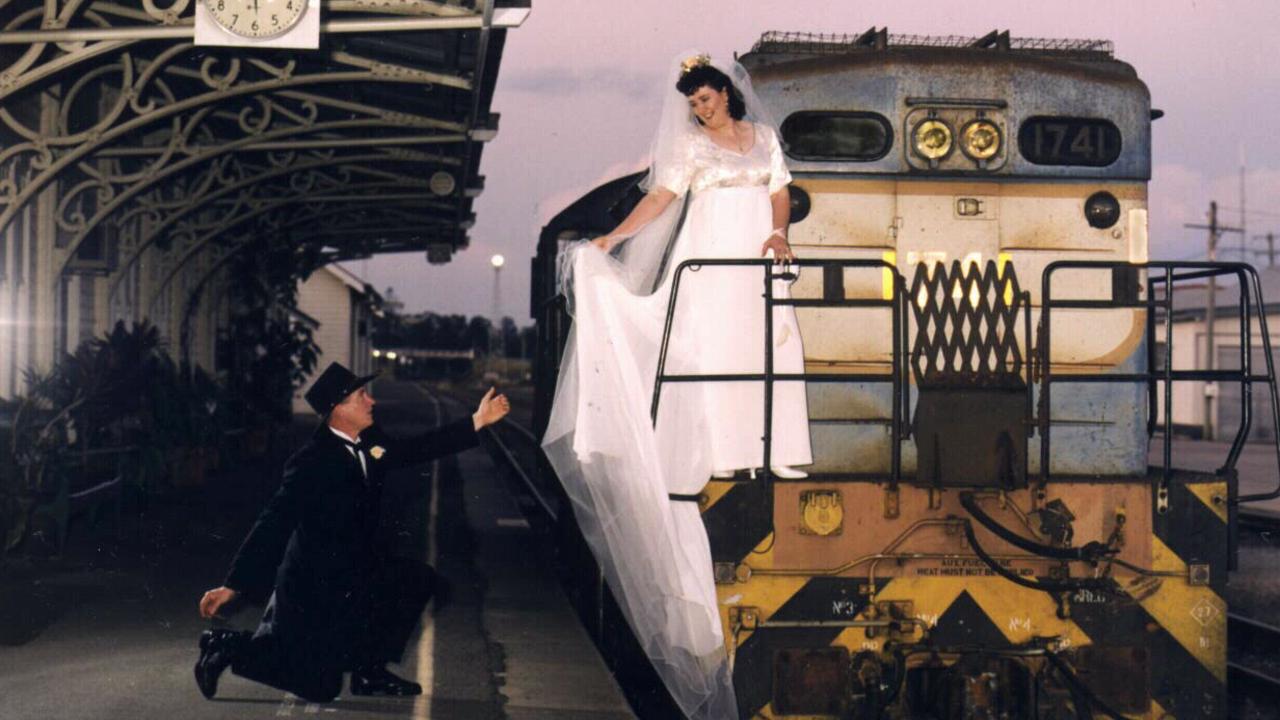 December 28, 1997 - Jennifer Dawney and Jason Albrecht at the train station in Gympie.