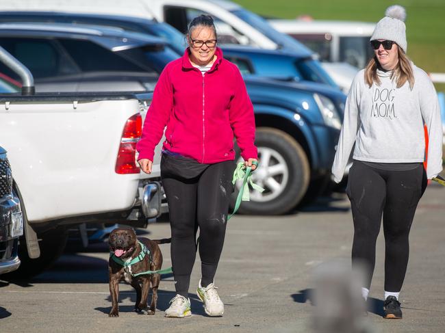 Dog walkers and their dogs at the million paws walk at Queens Domain in Hobart in Sunday 25th May 2025. Picture: Linda Higginson