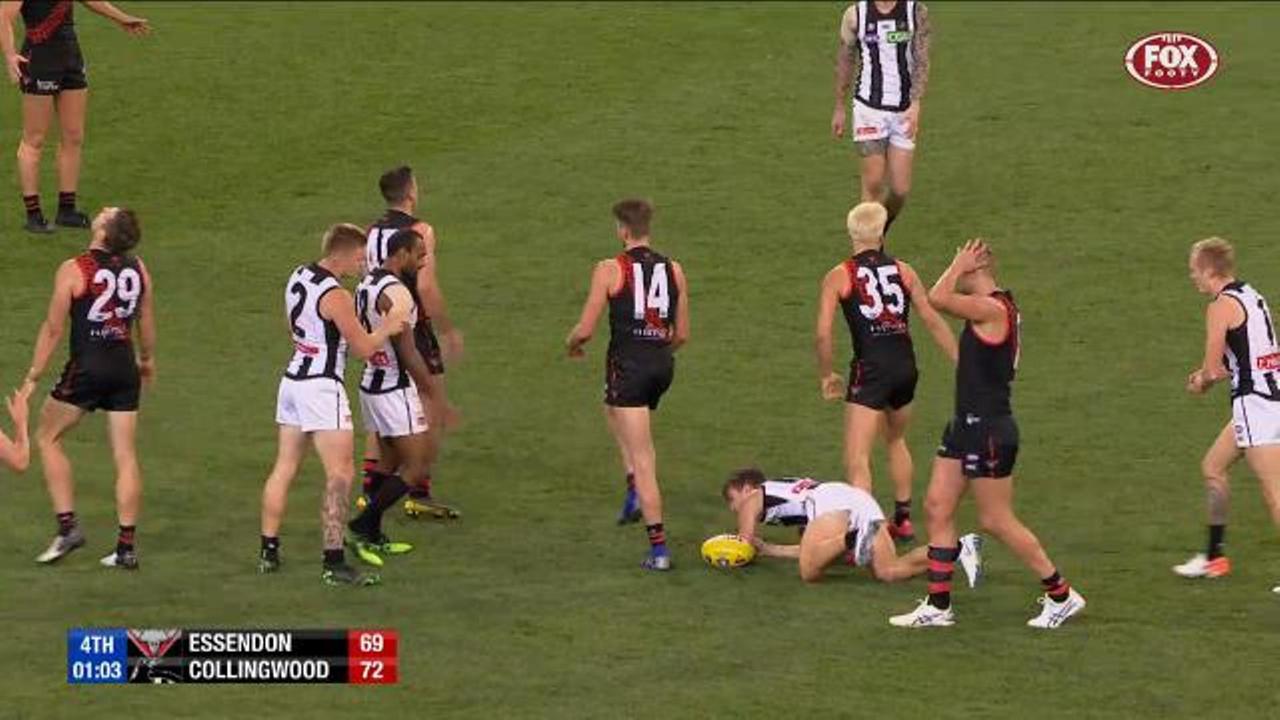 The contentious free kick paid to Callum Brown.