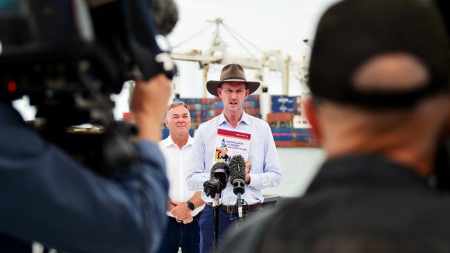 Transport and Main Roads Minister Mark Baileyon the campaign trail with Townsville MP Scott Stewart. Picture: Alix Sweeney