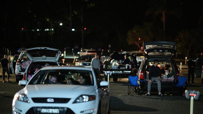 Cinema goers watching a film from their car at the 'Skyline Drive' Drive-In Cinema in Blacktown. Picture: AAP Image