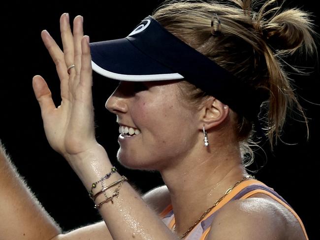 Australia's Olivia Gadecki celebrates after beating Colombia's Camila Osorio in the WTA 2024 women's singles semifinal match in Zapopan, Mexico, on September 14, 2024. (Photo by ULISES RUIZ / AFP)