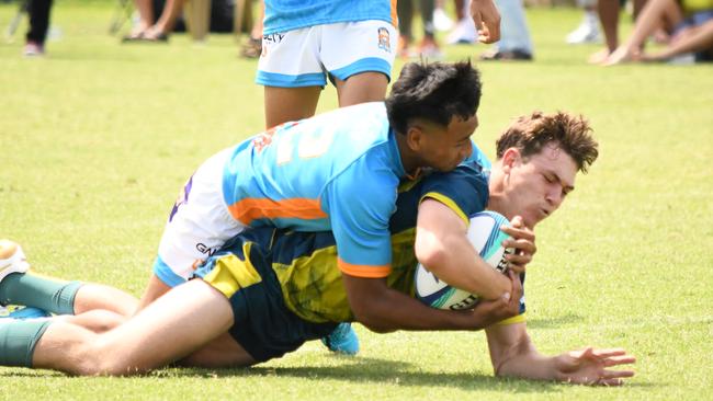 The Australian under 16 side scoring in Canberra. Pictures: Rugby Australia