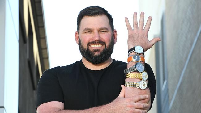 Lindsay Baxter with some traditional watches. Picture: AAP image, John Gass