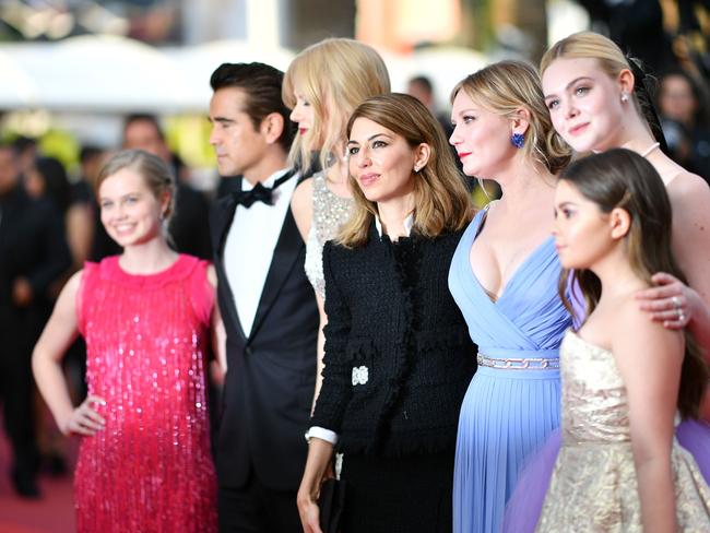 Angourie Rice with her Beguiled co-stars Colin Farrell, Nicole Kidman, director Sofia Coppola, Kirsten Dunst, Elle Fanning and Addison Riecke at Cannes in May.