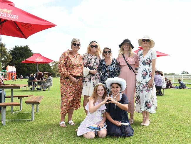Bairnsdale Cup 2025. Lynda Paliew, Rachael Dooley, Annie Love, Bella Dooley, Kenzie Cartwright, Eden Rice and Carolyn Rice. Picture: David Smith