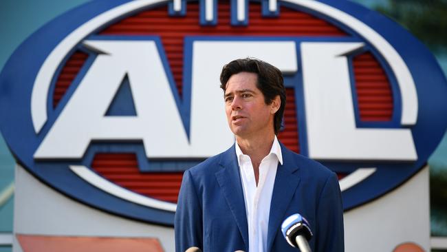 AFL boss Gillon McLachlan speaking to the media.