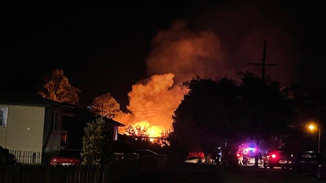 Fire has broken out at the old wreckers yard on Kent Street. PHOTO: Ruby Sharp