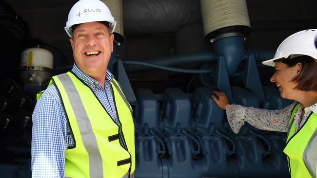 Opposition Leader Tim Nicholls with Deputy Opposition Leader Deb Frecklington in Toowoomba. Picture: AAP/Tracey Nearmy