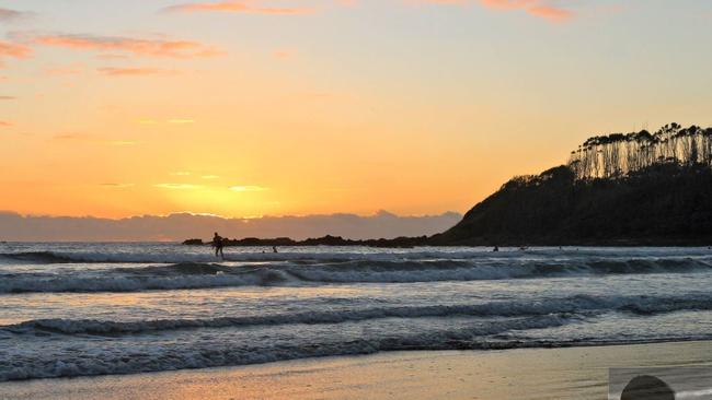 Sunrise over Woolgoolga Main Beach.