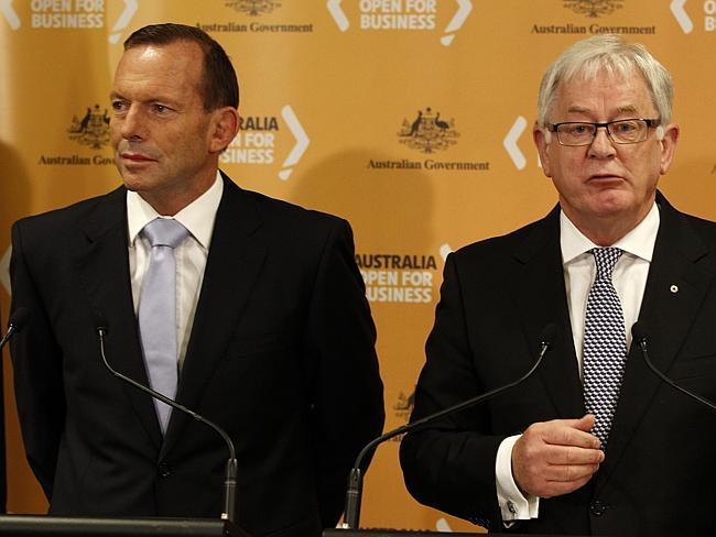 “Australia is open for business” ... Prime Minister Tony Abbott and Trade Minister Andrew Robb.