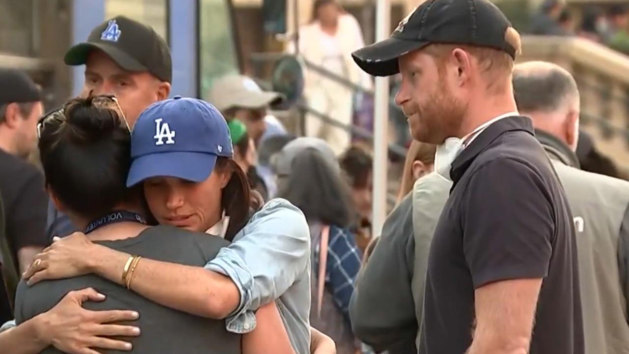 The Sussexes were in Los Angeles to offer support to victims of the wildfires earlier this month. Picture: CBS