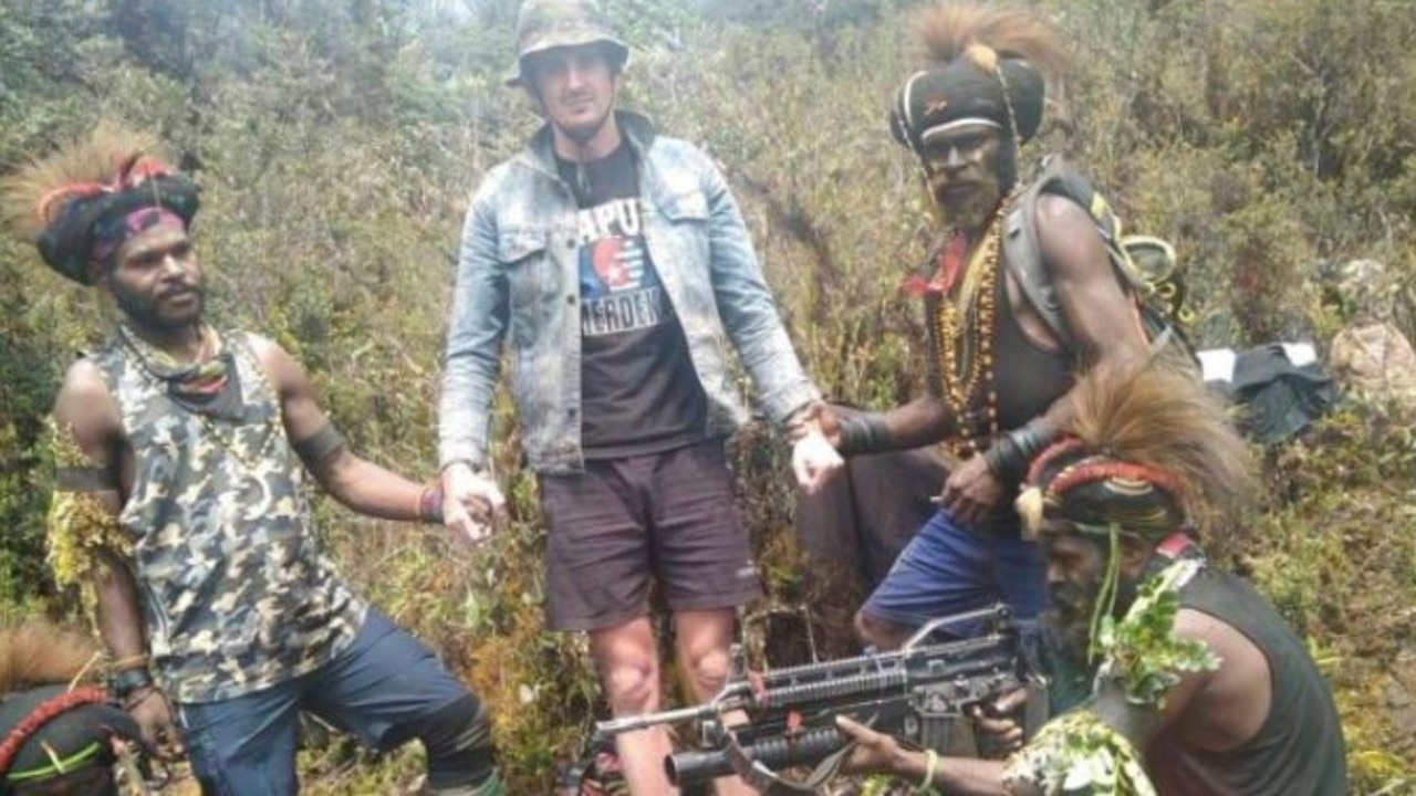 Christchurch man Phillip Mark Mehrtens appears to be wearing a ‘Papua Independence’ T-shirt in the photos released by his captors. Picture: West Papua Liberation Army