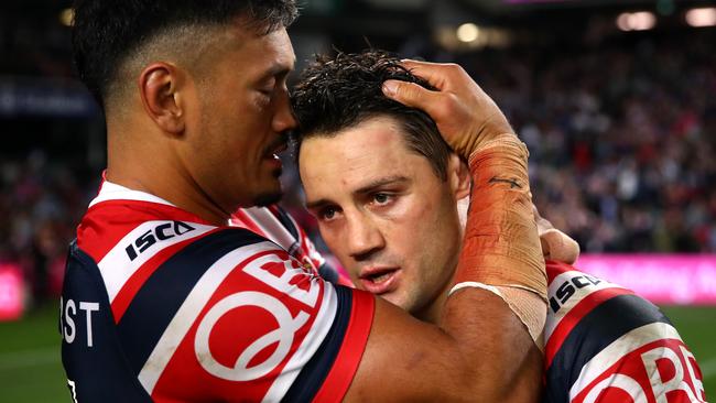 Cooper Cronk was injured in the Roosters win over the Rabbitohs. (Photo by Cameron Spencer/Getty Images)