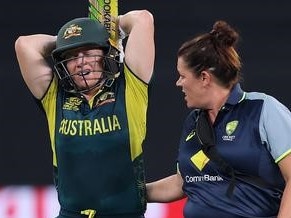 Alyssa Healy after being injured against Pakistan