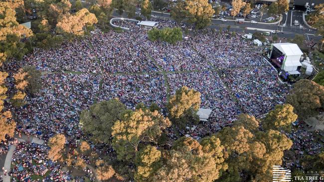 An estimated crowd of 45,000 gathered for the annual Tea Tree Gully Christmas Carols. Picture: Tea Tree Gully Council