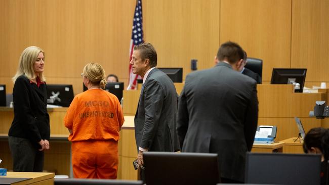 Criminal Presiding Judge Sam Myers speaks with defence attorneys Sandra Hamilton, left, and Eric Kessler, right, representing Lisa Cunningham. Picture: Caitlin O'Hara/ News Corp Australia